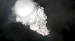 Worldview satellite image collected on May 28, 2017 showing an eruption cloud from Bogoslof volcano