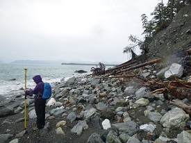 Collecting the elevations of the beach in Yakutat